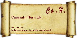 Csanak Henrik névjegykártya